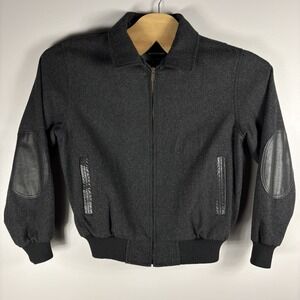 Members Only Men's‎ 40 Wool Leather Trim Action Back Full Zip Bomber Jacket VTG